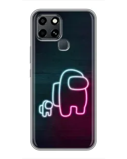 Чехол для Infinix Smart 6 с картинкой «Among Us неон-арт»