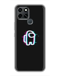 Чехол для Infinix Smart 6 с картинкой «Among Us неон»
