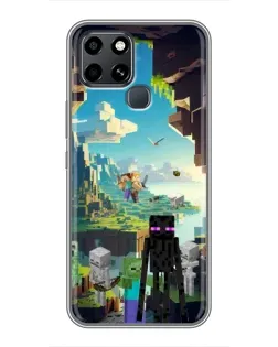 Чехол для Infinix Smart 6 с картинкой «Эндермен в лесу»