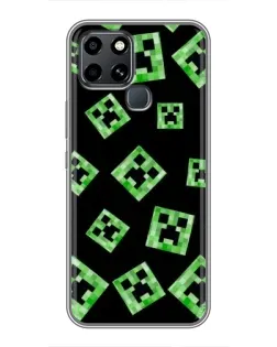 Чехол для Infinix Smart 6 с картинкой «Паттерн с криперами»