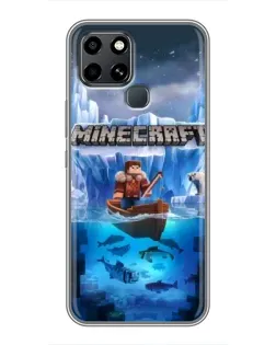 Чехол для Infinix Smart 6 с картинкой «Minecraft ледяной мир»
