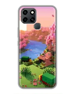 Чехол для Infinix Smart 6 с картинкой «Розовое дерево Minecraft»