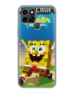 Чохол для Infinix Smart 6 з картинкою «Губка Боб Minecraft»