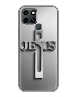 Чохол для Infinix Smart 6 з картинкою «Металевий хрест Jesus»