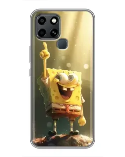 Чехол для Infinix Smart 6 с картинкой «Сияющий Спанч Боб»