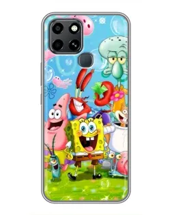 Чехол для Infinix Smart 6 с картинкой «Губка Боб и друзья»