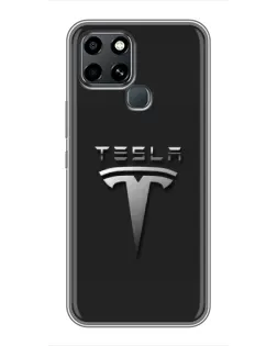 Чехол для Infinix Smart 6 с картинкой «Стальной логотип Tesla»