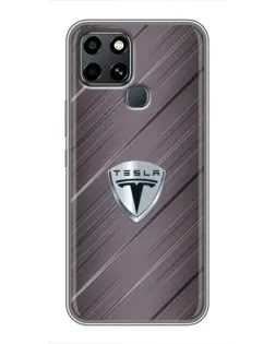 Чехол для Infinix Smart 6 с картинкой «Металлическая текстура Tesla»
