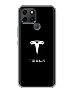 Чехол для Infinix Smart 6 с картинкой «Tesla White Logo»