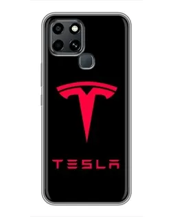 Чехол для Infinix Smart 6 с картинкой «Tesla Red Logo»