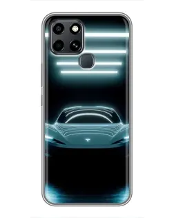 Чехол для Infinix Smart 6 с картинкой «Tesla в неоне»