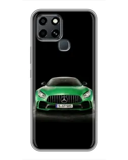 Чехол для Infinix Smart 6 с картинкой «Mercedes — неоновый лого»