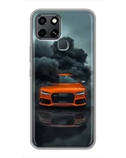 Чехол для Infinix Smart 6 с картинкой «Audi в облаках дыма»