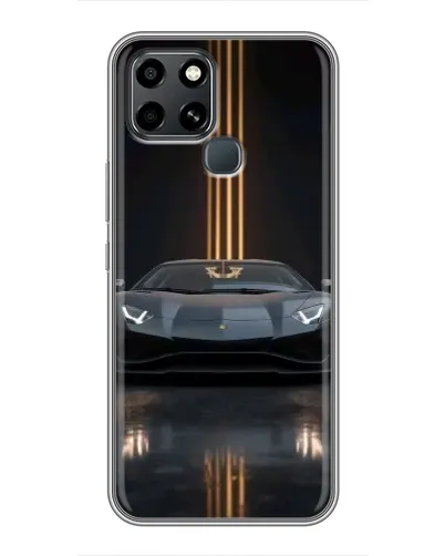 Чехол для Infinix Smart 6 с картинкой «Lamborghini золотые линии»