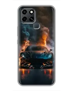 Чехол для Infinix Smart 6 с картинкой «Lamborghini дымная эстетика»