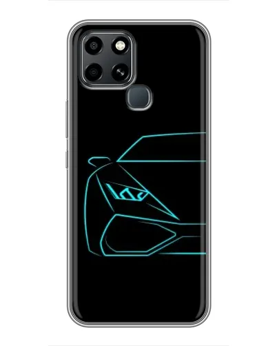 Чехол для Infinix Smart 6 с картинкой «Голубой силуэт Lamborghini»