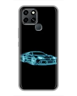Чехол для Infinix Smart 6 с картинкой «Неоновый контур Lamborghini»