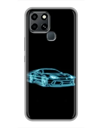 Чехол для Infinix Smart 6 с картинкой «Неоновый контур Lamborghini»