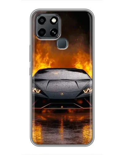 Чехол для Infinix Smart 6 с картинкой «Lamborghini в огне»