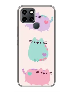 Чехол для Infinix Smart 6 с картинкой «Pusheen трио»