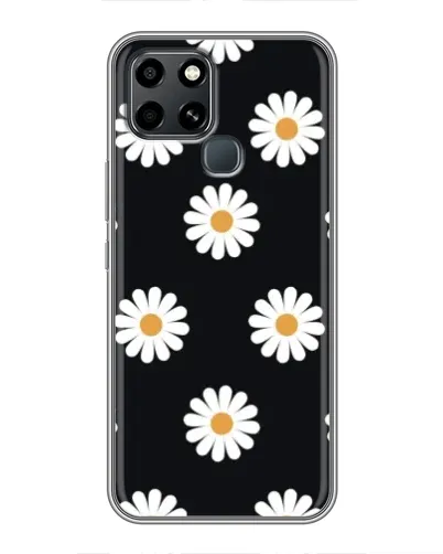 Чехол для Infinix Smart 6 с картинкой «Ромашки на черном»