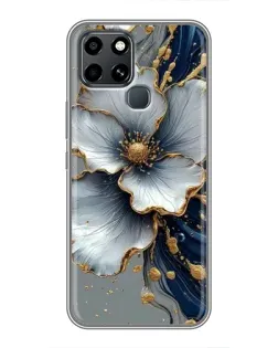 Чехол для Infinix Smart 6 с картинкой «Белый цветок и золотой флюид» Чехол для Infinix Smart 6 с картинкой «Белый цветок и золотой флюид»