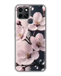 Чехол для Infinix Smart 6 с картинкой «Нежная сакура и капли» Чехол для Infinix Smart 6 с картинкой «Нежная сакура и капли»