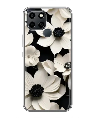 Чехол для Infinix Smart 6 с картинкой «Объемные белые цветы»