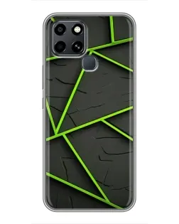 Чехол для Infinix Smart 6 с картинкой «Зеленые геометрические линии»