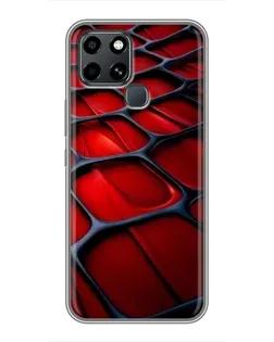 Чехол для Infinix Smart 6 с картинкой «Красная глянцевая сетка»