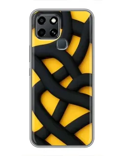 Чехол для Infinix Smart 6 с картинкой «Черное желтое переплетение»
