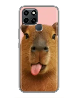Чехол для Infinix Smart 6 с картинкой «Капибара с языком»