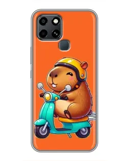 Чехол для Infinix Smart 6 с картинкой «Капибара на скутере»