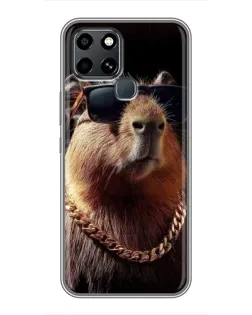 Чехол для Infinix Smart 6 с картинкой «Капибара золотая цепь»