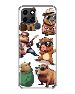 Чехол для Infinix Smart 6 с картинкой «Крутые капибары музыканты»