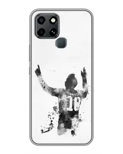 Чохол для Infinix Smart 6 з картинкою «Чорно-білий силует Мессі»