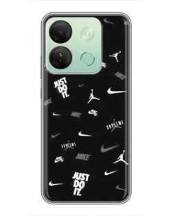 Чехол для Infinix Smart 7 HD с картинкой «Nike Black Pattern»