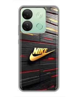 Чехол для Infinix Smart 7 HD с картинкой «Золотой Nike на металле»