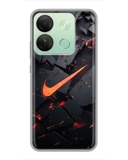 Чехол для Infinix Smart 7 HD с картинкой «Nike — эффект разломов»