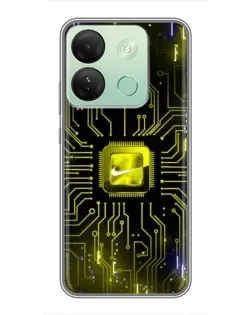 Чехол для Infinix Smart 7 HD с картинкой «Nike — золотая искра»
