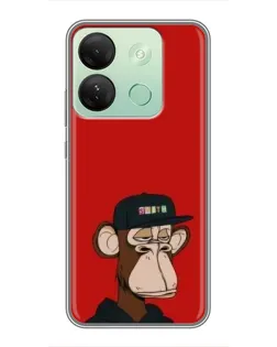 Чехол для Infinix Smart 7 HD с картинкой «Bored Ape — красный фон» Чехол для Infinix Smart 7 HD с картинкой «Bored Ape — красный фон»