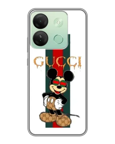 Чехол для Infinix Smart 7 HD с картинкой «Микки Маус Gucci — полосы»