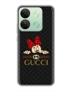 Чехол для Infinix Smart 7 HD с картинкой «Минни Маус Gucci — черный»