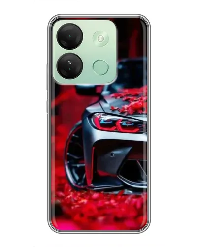 Чехол для Infinix Smart 7 HD с картинкой «Спортивная BMW и цветы»