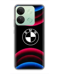 Чехол для Infinix Smart 7 HD с картинкой «Логотип BMW и неоновые дуги»