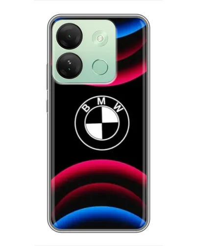 Чехол для Infinix Smart 7 HD с картинкой «Логотип BMW и неоновые дуги»