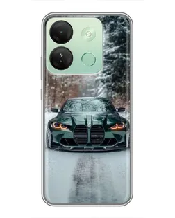 Чехол для Infinix Smart 7 HD с картинкой «BMW в зимнем лесу»