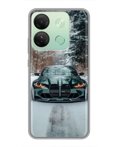 Чехол для Infinix Smart 7 HD с картинкой «BMW в зимнем лесу»