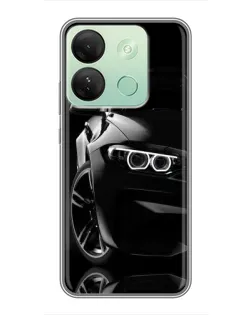 Чехол для Infinix Smart 7 HD с картинкой «Черная BMW — профиль»