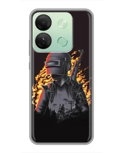 Чехол для Infinix Smart 7 HD с картинкой «PUBG — огненный силуэт»